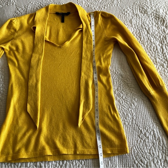 EUC BCBG Maxazaria marigold sweater w/self tie & ribbed sleeves - Picture 9 of 12